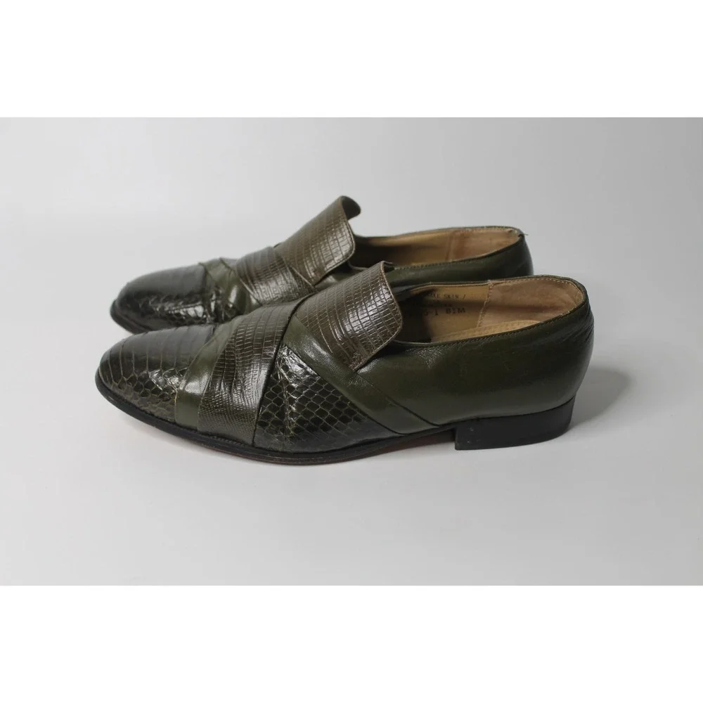 Giorgio Brutini Mens Size 8.5M Rare Green Genuine Snake Skin Loafers 933555-1